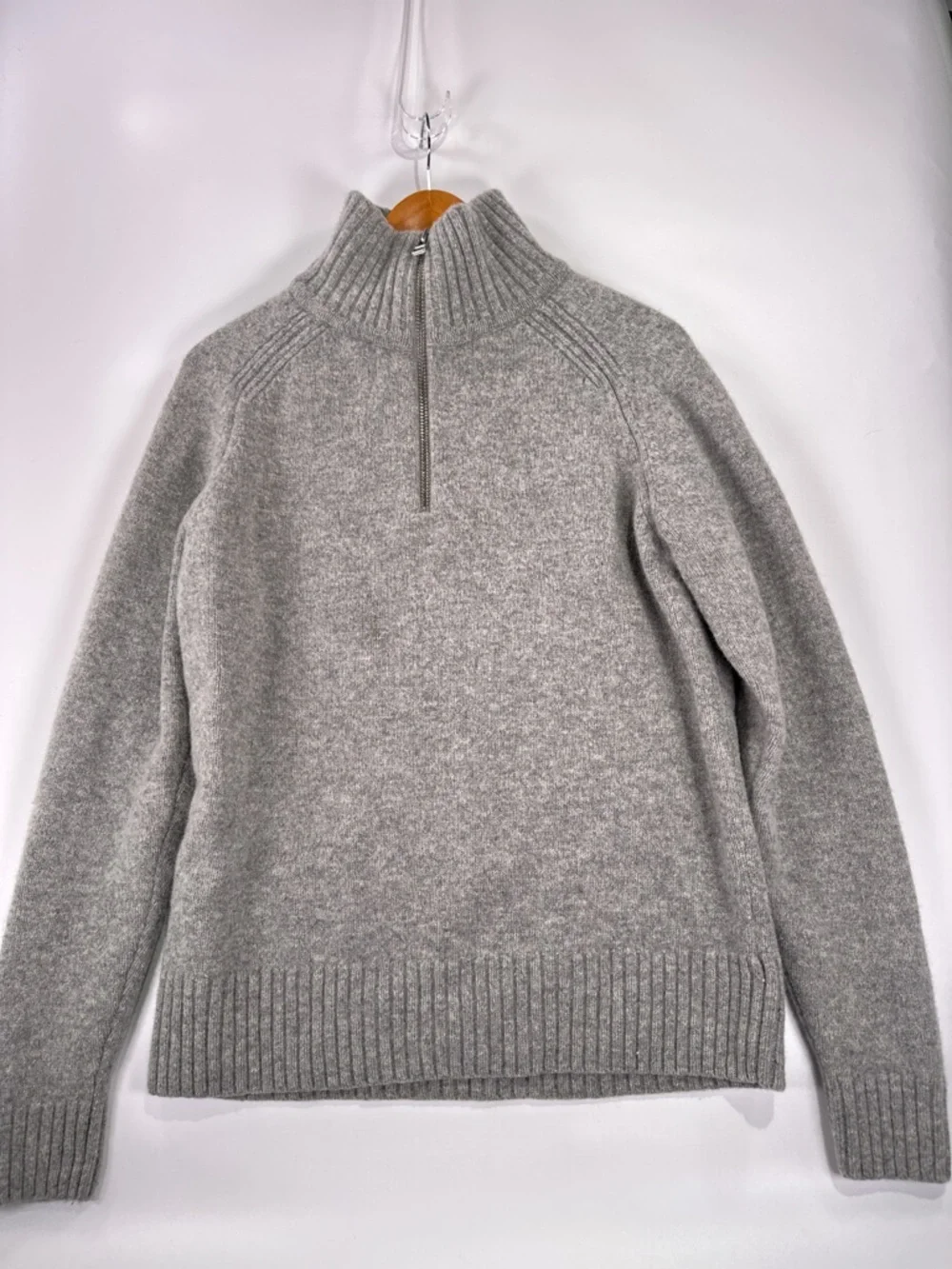 A Day's March Half Zip Sweater Mock Neck Lambswool Heather Grey Mens Large